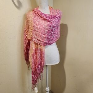Talbots Pink Novelty Print Light Weight Scarf NWT